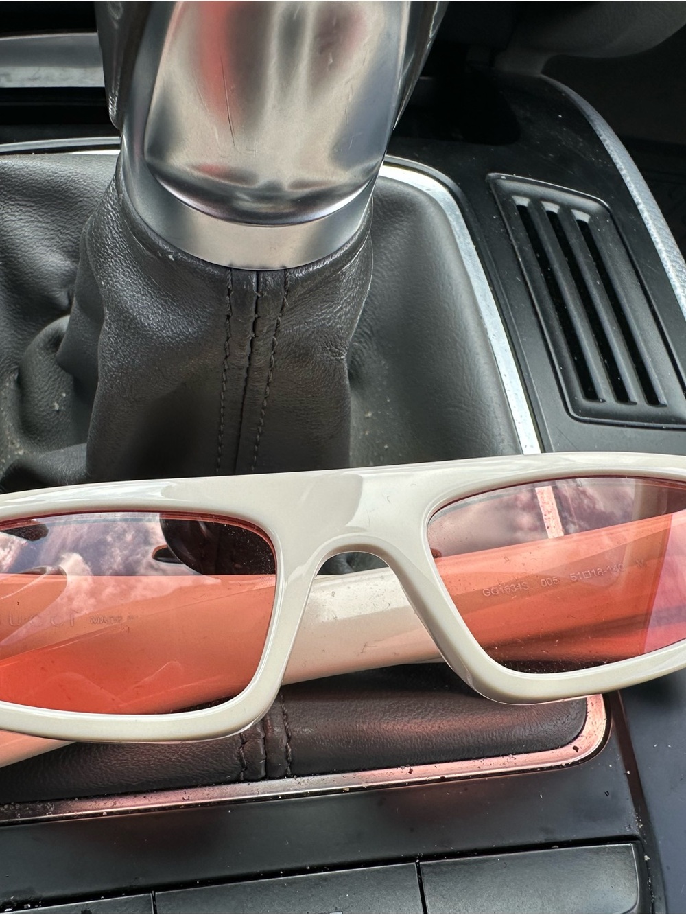 Gucci White Frame Pink Lens Sunglasses for Men